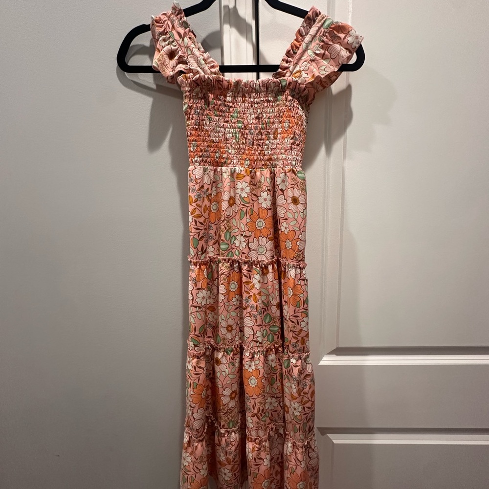 Amy Byer Pink Floral Smocked Dress